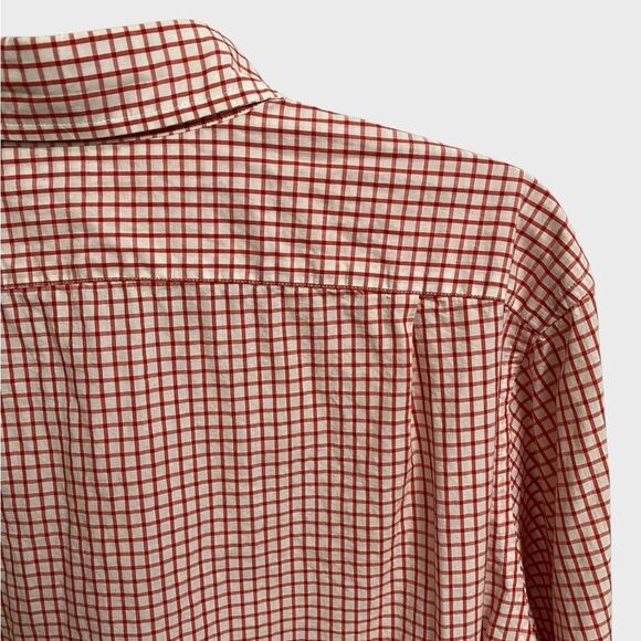 J. Crew Light Weight Button Down Shirt Men's Size L Slim Fit Check Red White - Picture 12 of 14